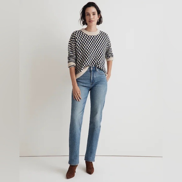 Madewell Navy and Cream Checkered Sweater - Picture 5 of 9